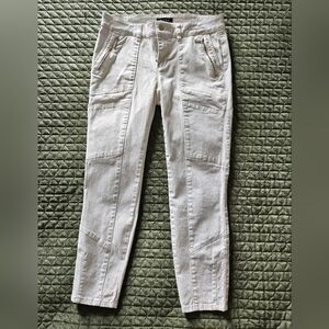 White House Black Market/WHBM Cream Moto Ankle Pants